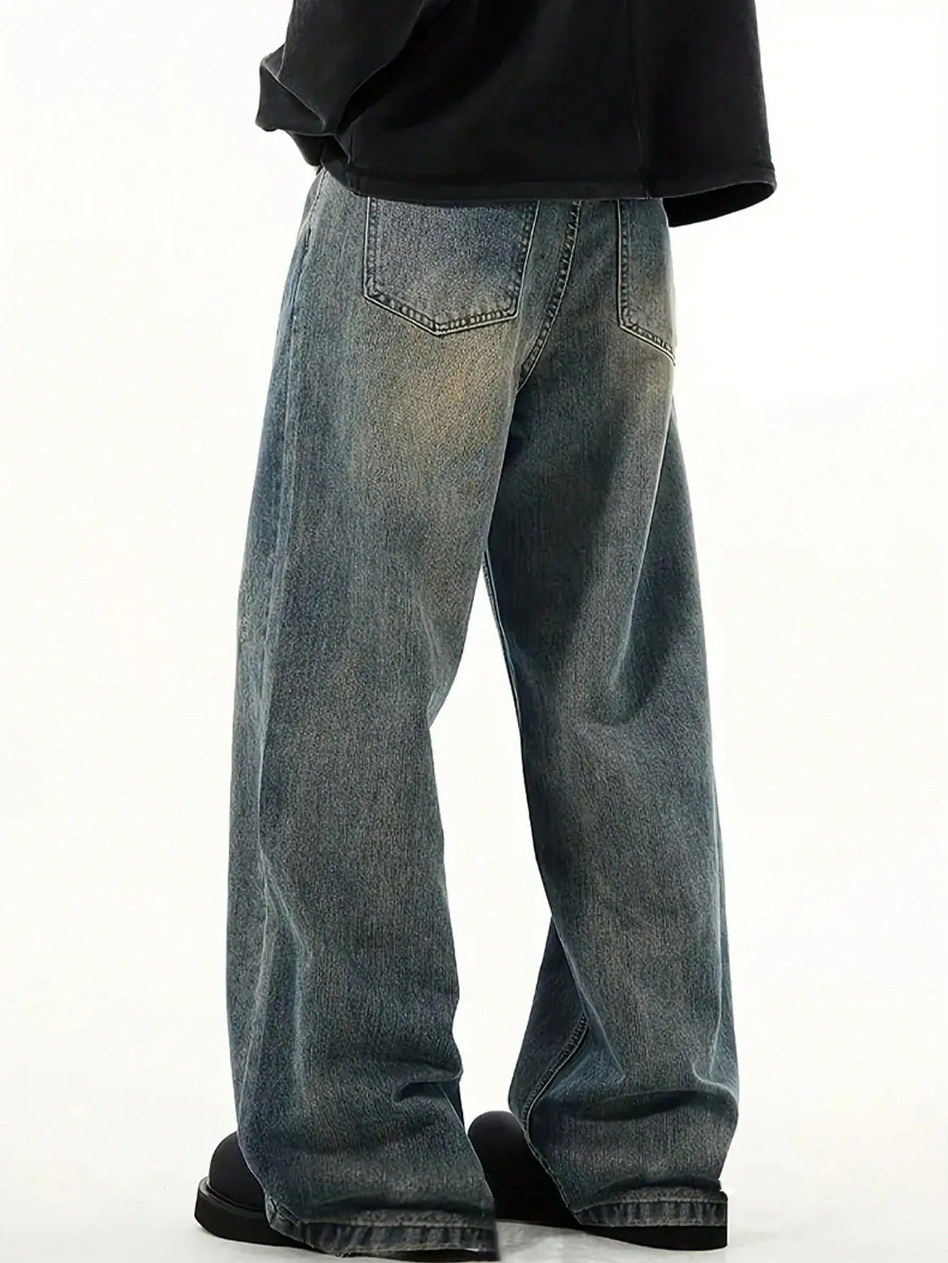 Fabulys™ Men's Vintage Wash Wide Leg Jeans