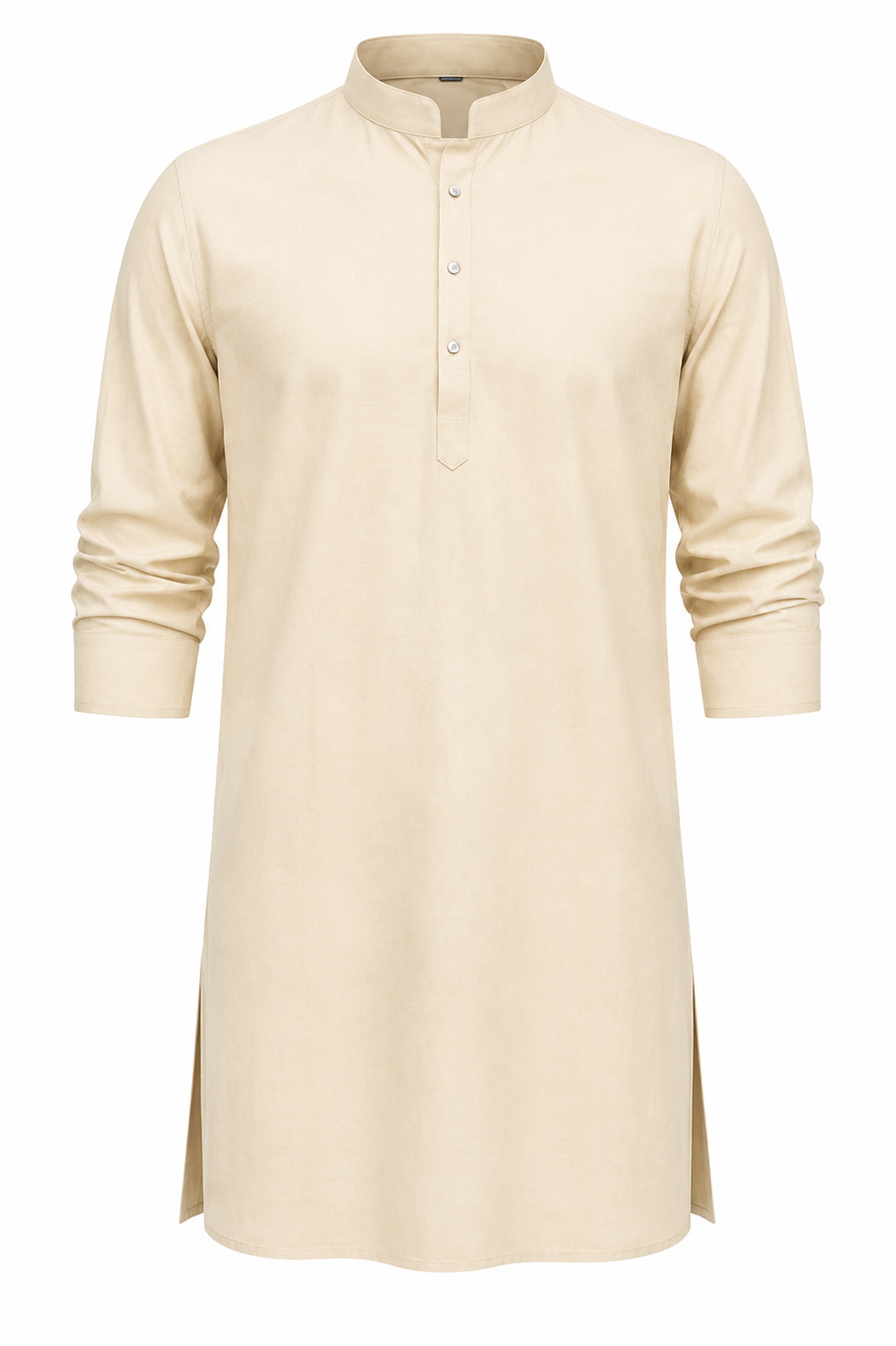Premium Beige Kurta for Men | Mandarin Collar Long Sleeve Traditional Kurta | Elegant Ethnic & Festive Wear