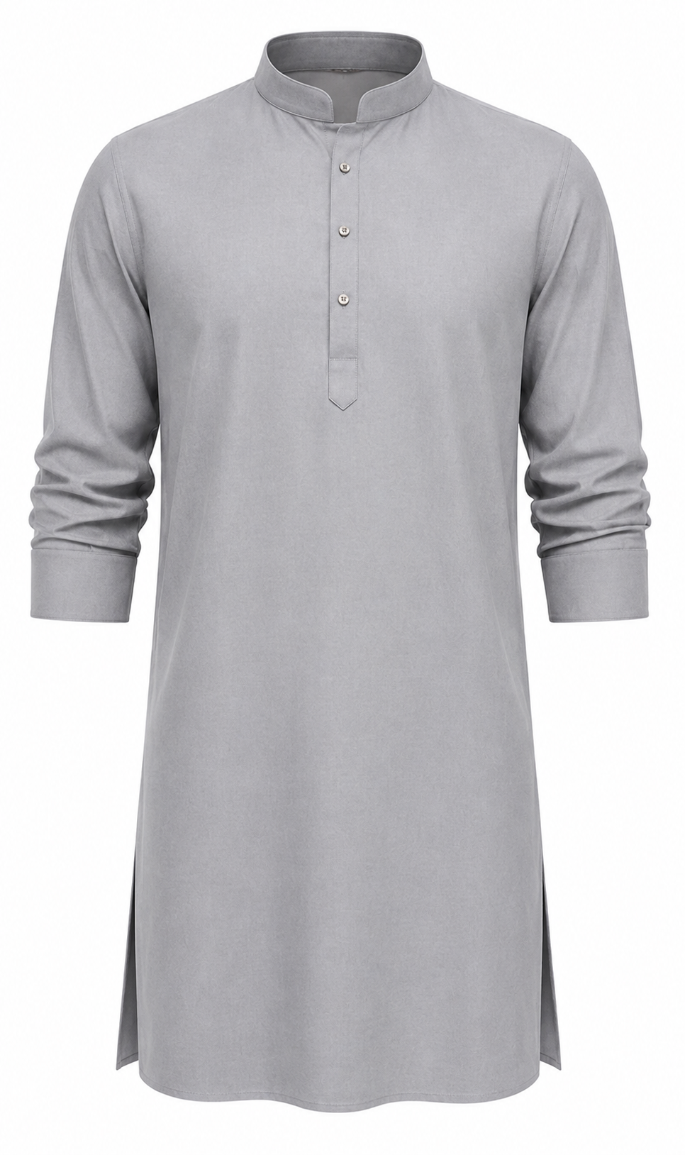 Premium Light Grey Kurta for Men | Mandarin Collar Long Sleeve Traditional Kurta | Elegant Ethnic & Festive Wear