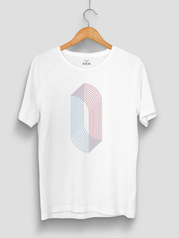 Abstract Geometric Line Art Graphic T-Shirt | Modern Minimalist Design Tee | Premium White Unisex Crew Neck Casual T-Shirt