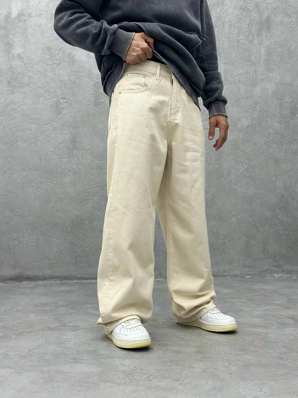 Fabulys™ Men's Cream Relaxed Fit Jeans