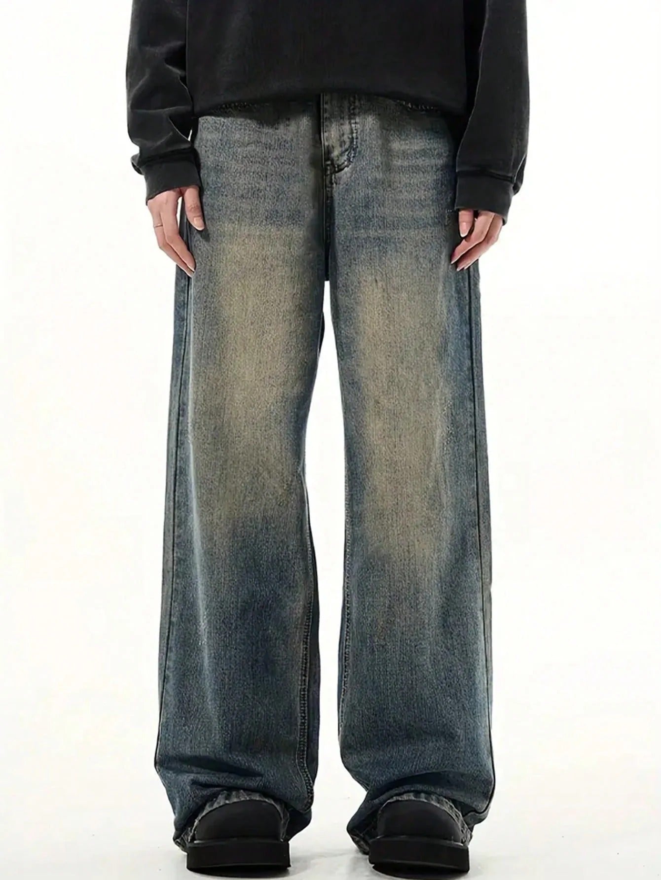 Fabulys™ Men's Vintage Wash Wide Leg Jeans