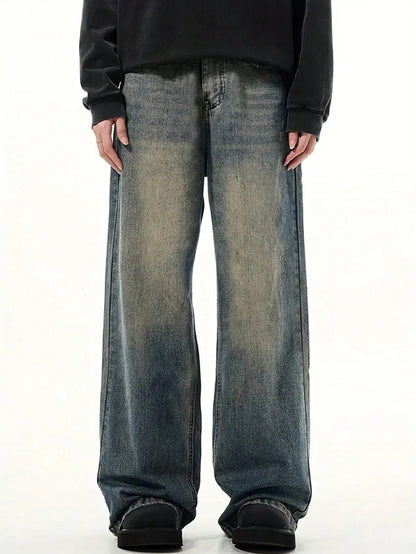 Fabulys™ Men's Vintage Wash Wide Leg Jeans