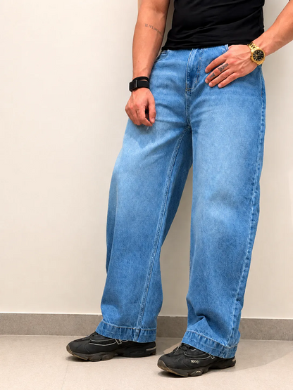 Fabulys™ Men's Light Wash Wide Leg Jeans