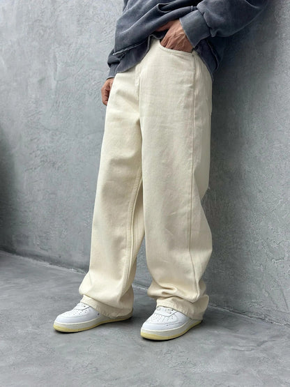 Fabulys™ Men's Cream Relaxed Fit Jeans