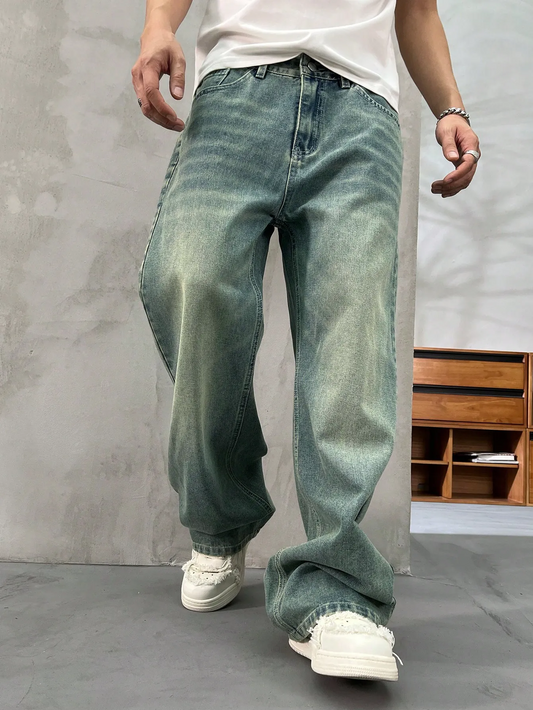 Fabulys™ Men's Vintage Washed Wide Leg Jeans