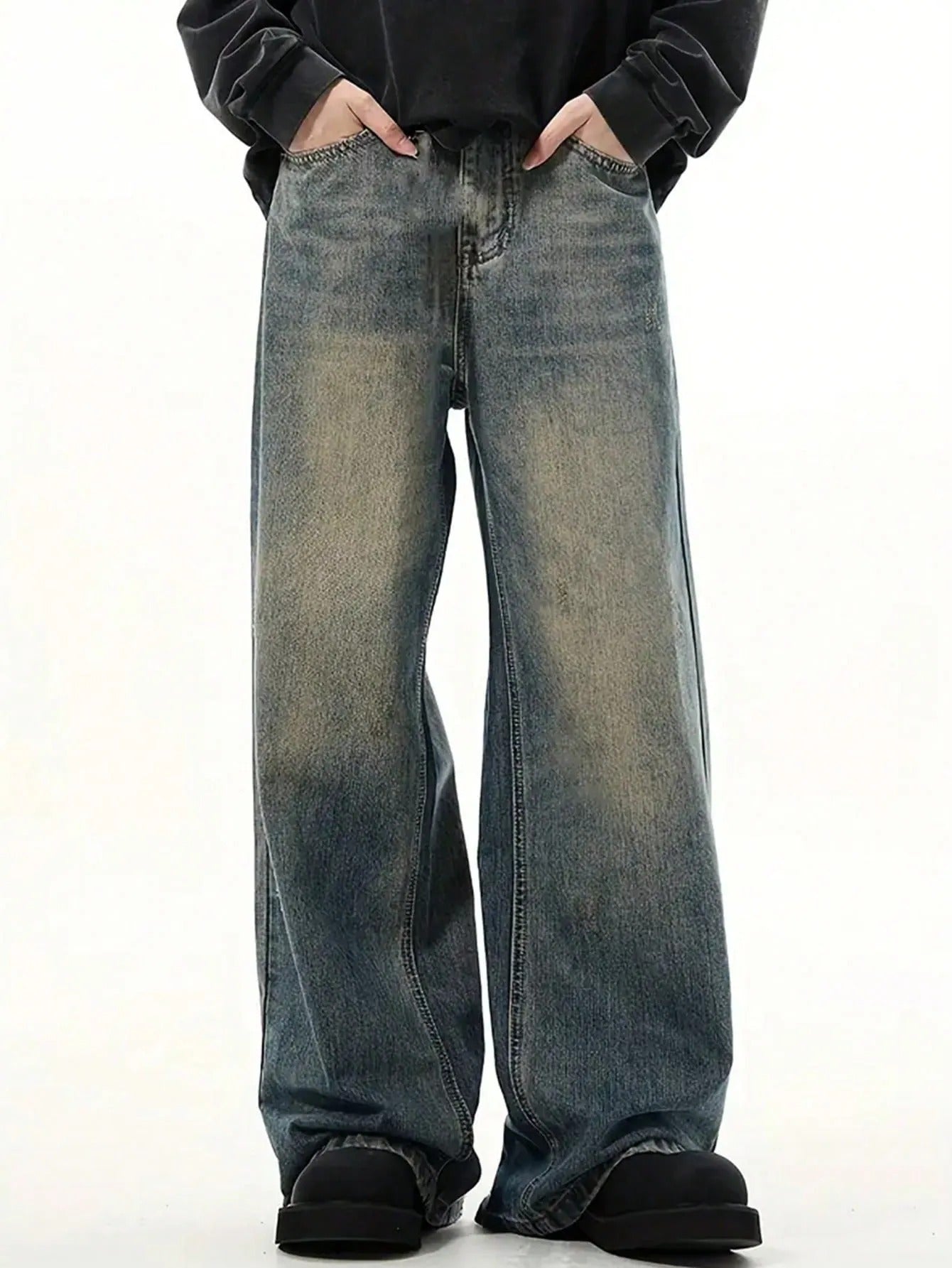 Fabulys™ Men's Vintage Wash Wide Leg Jeans