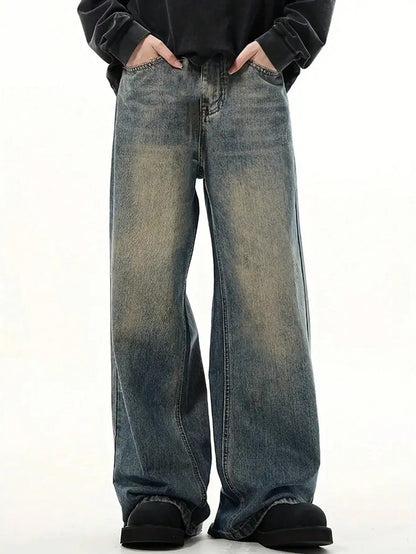 Fabulys™ Men's Vintage Wash Wide Leg Jeans