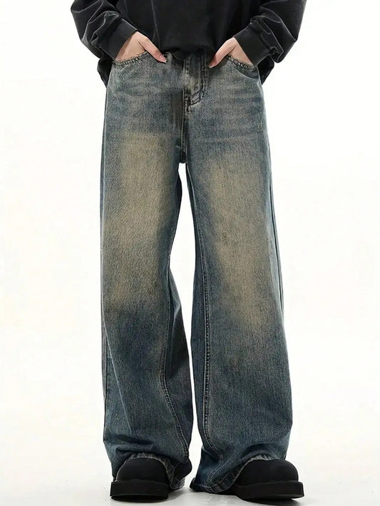 Fabulys™ Men's Vintage Wash Wide Leg Jeans